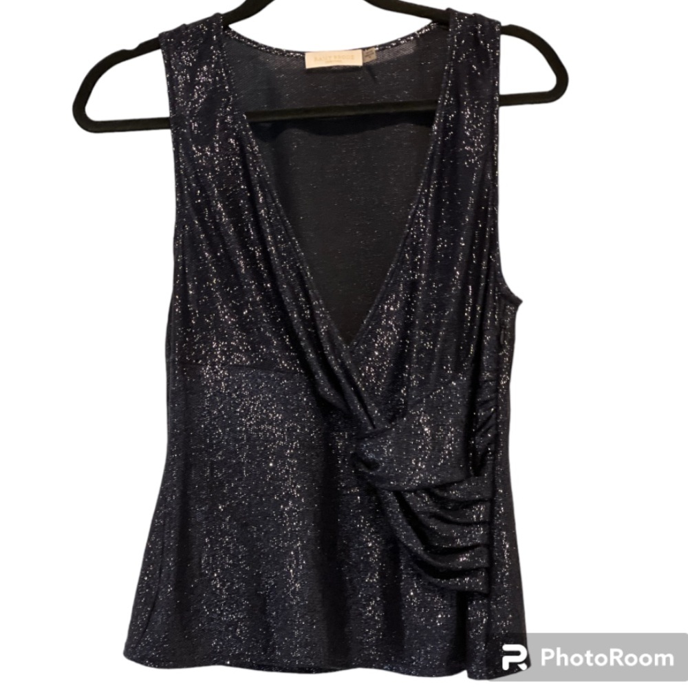 Ramy Brook Carmella Twist-Front Navy Metallic Top Size M - Picture 3 of 8